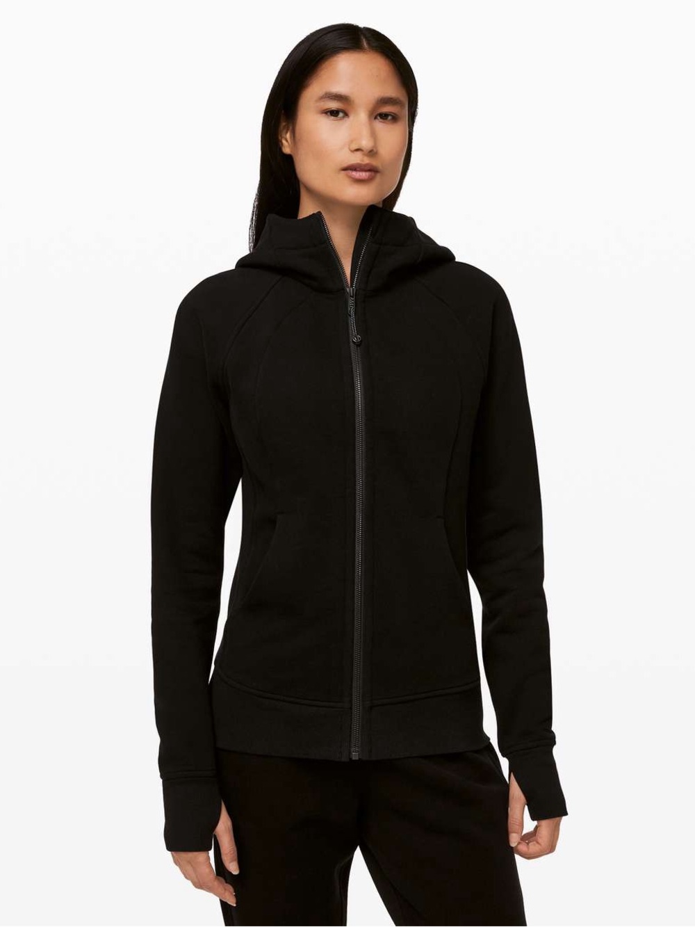 Lululemon Scuba Hoodie Light Cotton Fleece in Black Size 6 Activewear Zip Up